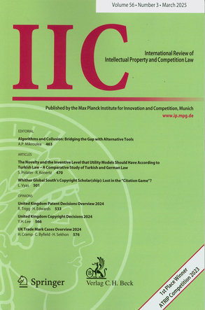 IIC. International Review of Intellectual Property and Competition Law. - Munchen; Frankfurt a. M. : [s. n.], 2025