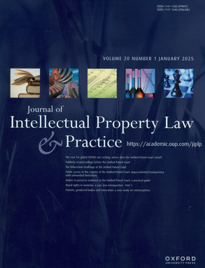 Journal of Intellectual Property Law and Practice. - London : Oxford University Press, 2025